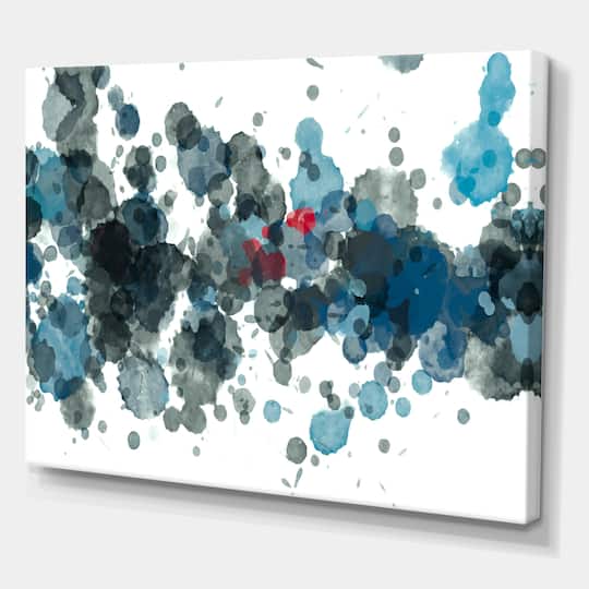 Designart - Explosion Of Oil Paint In Drops Of Black And Blue - Modern Canvas Wall Art Print